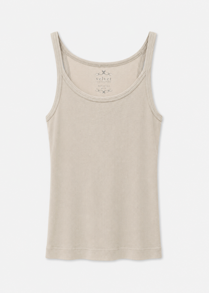 Aliza Ribbed Cotton Tank in Sand
