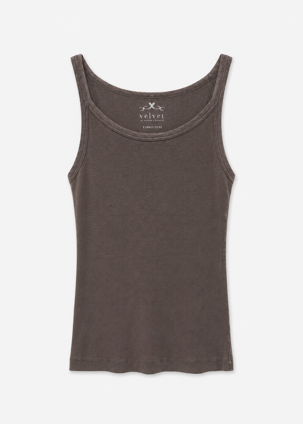 womens velvet graham spencer Aliza Ribbed Cotton Tank in Smoke