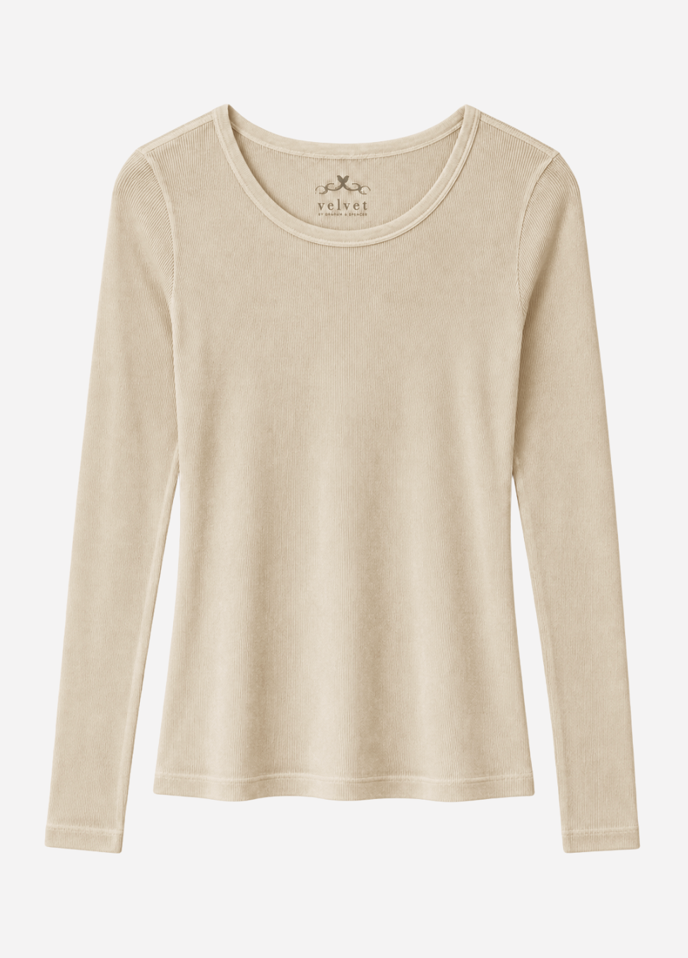 womens velvet graham spencer Bayler Ribbed Scoop Neck Tee in Sand