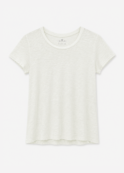 womens velvet tees graham spencer odelia Crew Neck Tee in Ecru