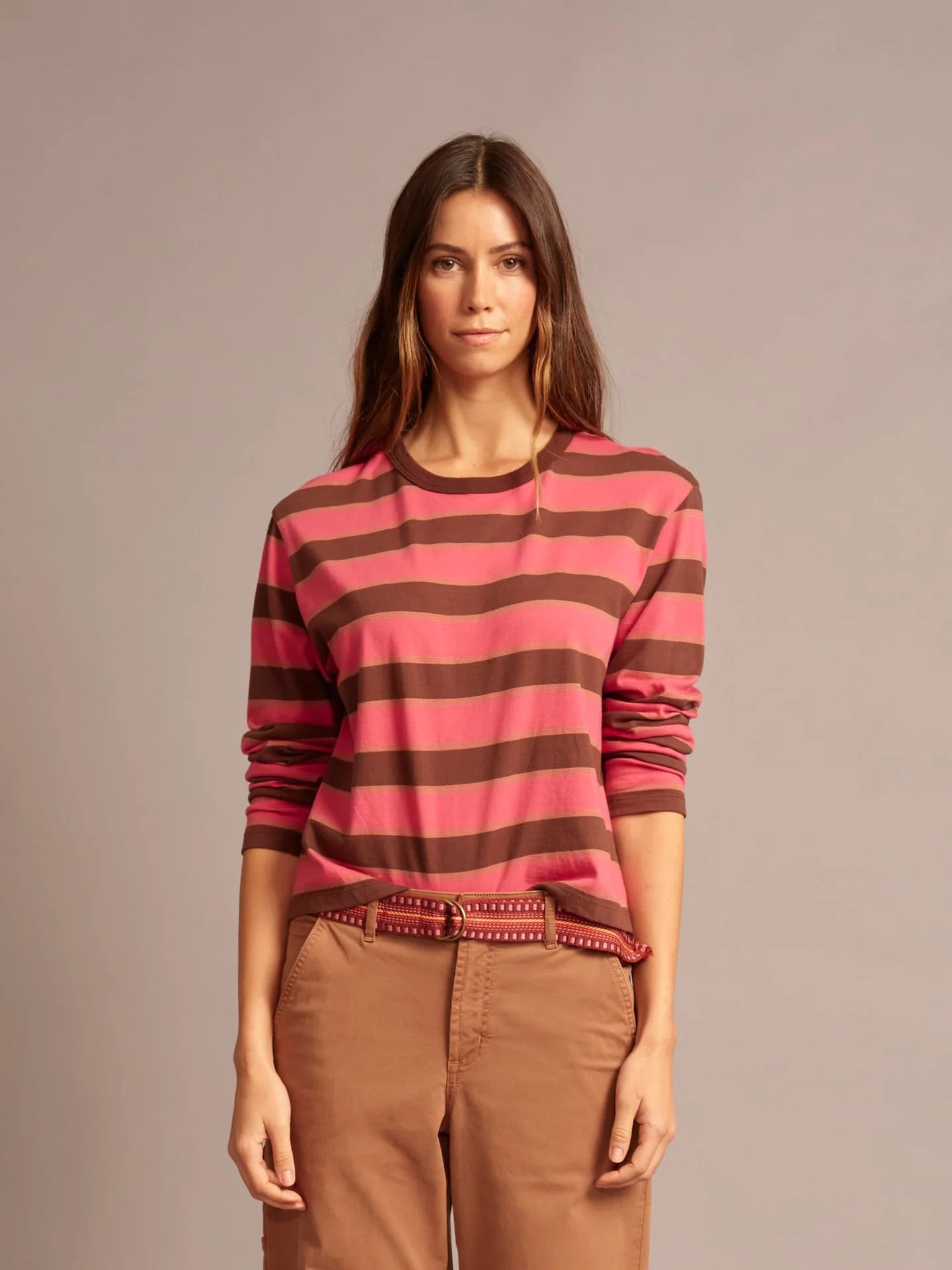 Terrance Tee in Chocolate Cherry Stripe