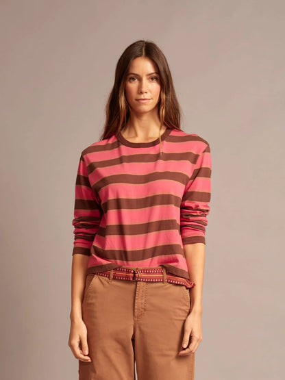 Terrance Tee in Chocolate Cherry Stripe