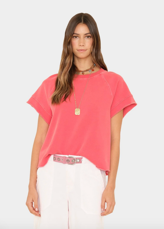 xirena Callie Short Sleeve Sweatshirt in Vintage Red