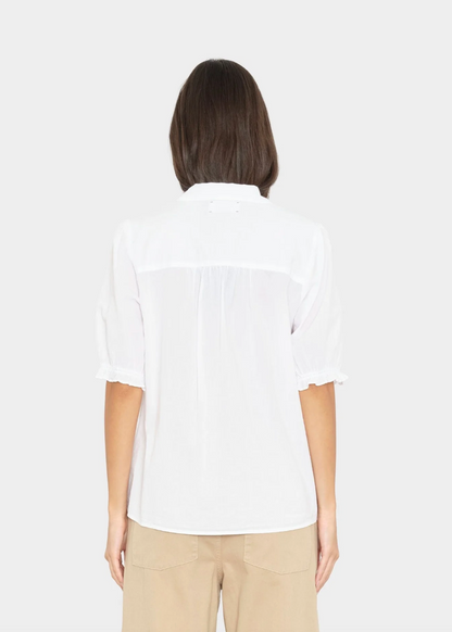 person wearing xirena womens Baron Shirt in White