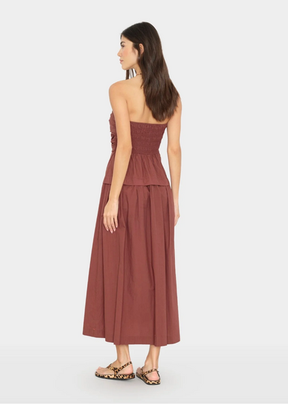 back of Ciara Dress in Adobe Brown