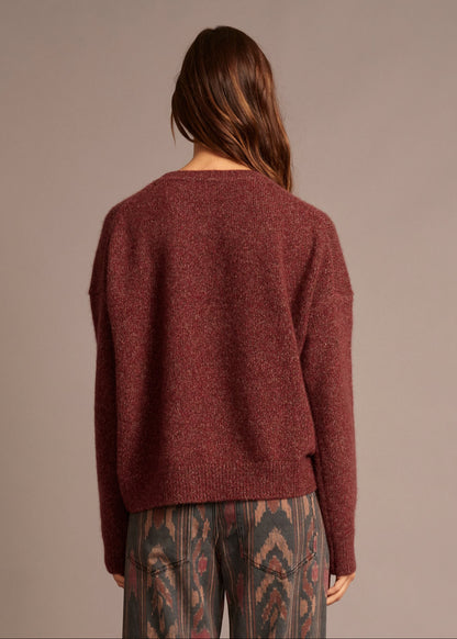 person wearing xirena womens Lela Sweater in Brick Fire