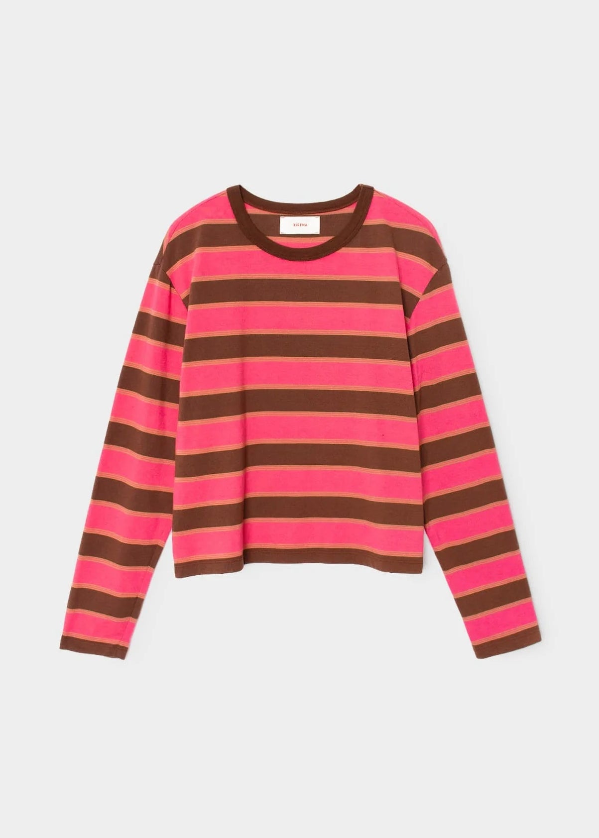 xirena womens Terrance Tee in Chocolate Cherry Stripe