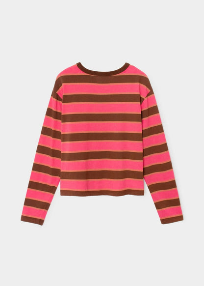 xirena womens Terrance Tee in Chocolate Cherry Stripe