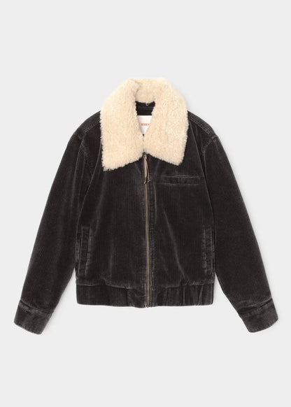 xirena womens corduroy Bradley Jacket black flint with sherpa collar