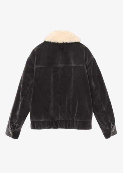 xirena womens corduroy Bradley Jacket black flint with sherpa collar