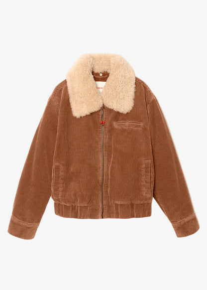 xirena_womens_corduroy_Bradley_Jacket_in_Camel brown with sherpa collar