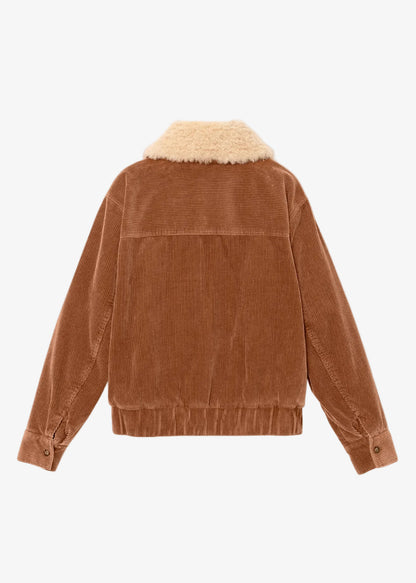 xirena_womens_corduroy_Bradley_Jacket_in_Camel brown with sherpa collar