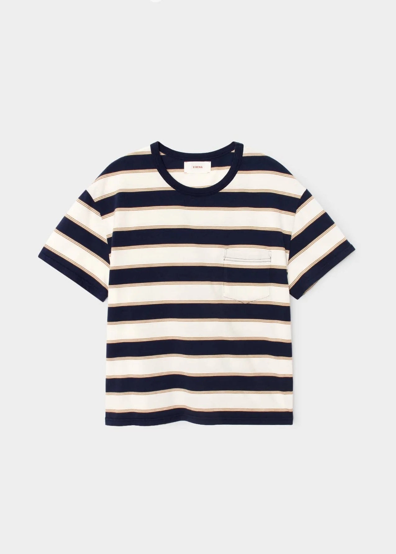 xirena womens cotton Paulina Tee in Navy Crescent Stripe