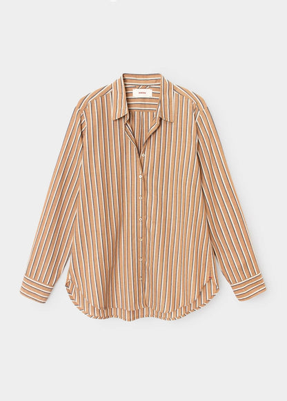 xirena womens cotton poplin Beau Shirt in Hickory Navy Stripe