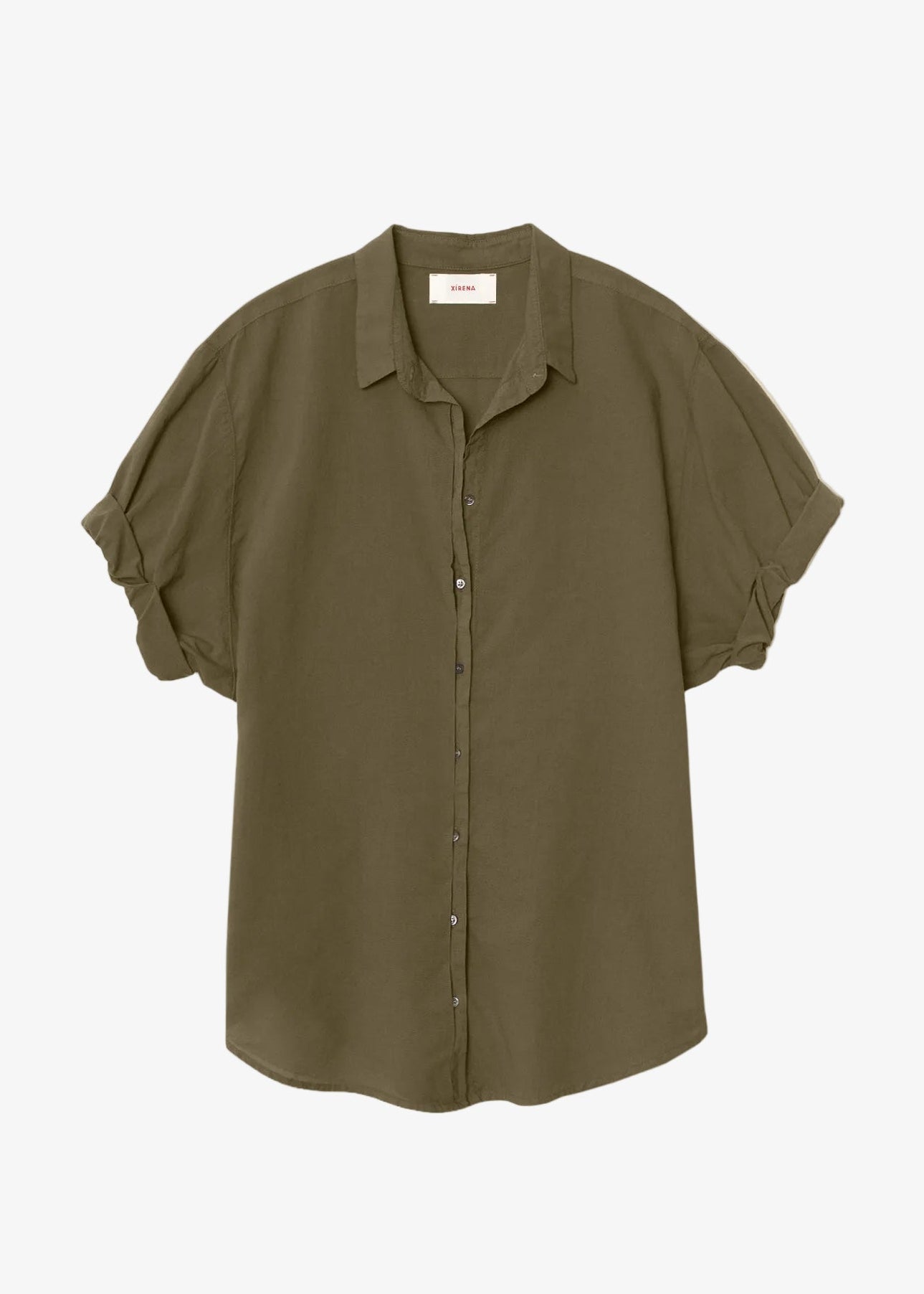 xirena womens cotton poplin Channing Shirt in Olive Smoke