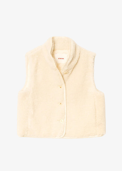 xirena womens reversible sherpa lined Kensi Vest in Cream