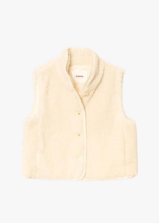 xirena womens reversible sherpa lined Kensi Vest in Cream