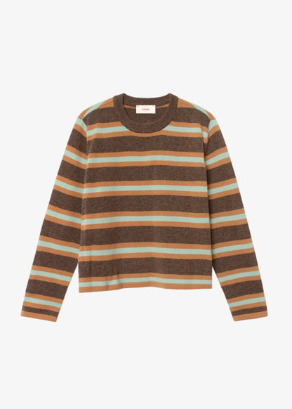 xirena womens wool cashmere Maxwell Sweater in Bittersweet Mint Stripe