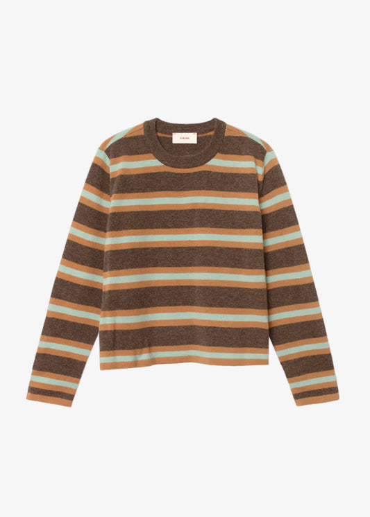 xirena womens wool cashmere Maxwell Sweater in Bittersweet Mint Stripe