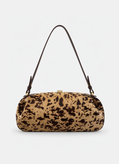 yuzefi Oyster Clutch shoulder Bag in Leopard Hair Calf