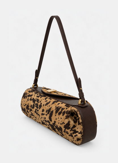 yuzefi Oyster Clutch shoulder Bag in Leopard Hair Calf