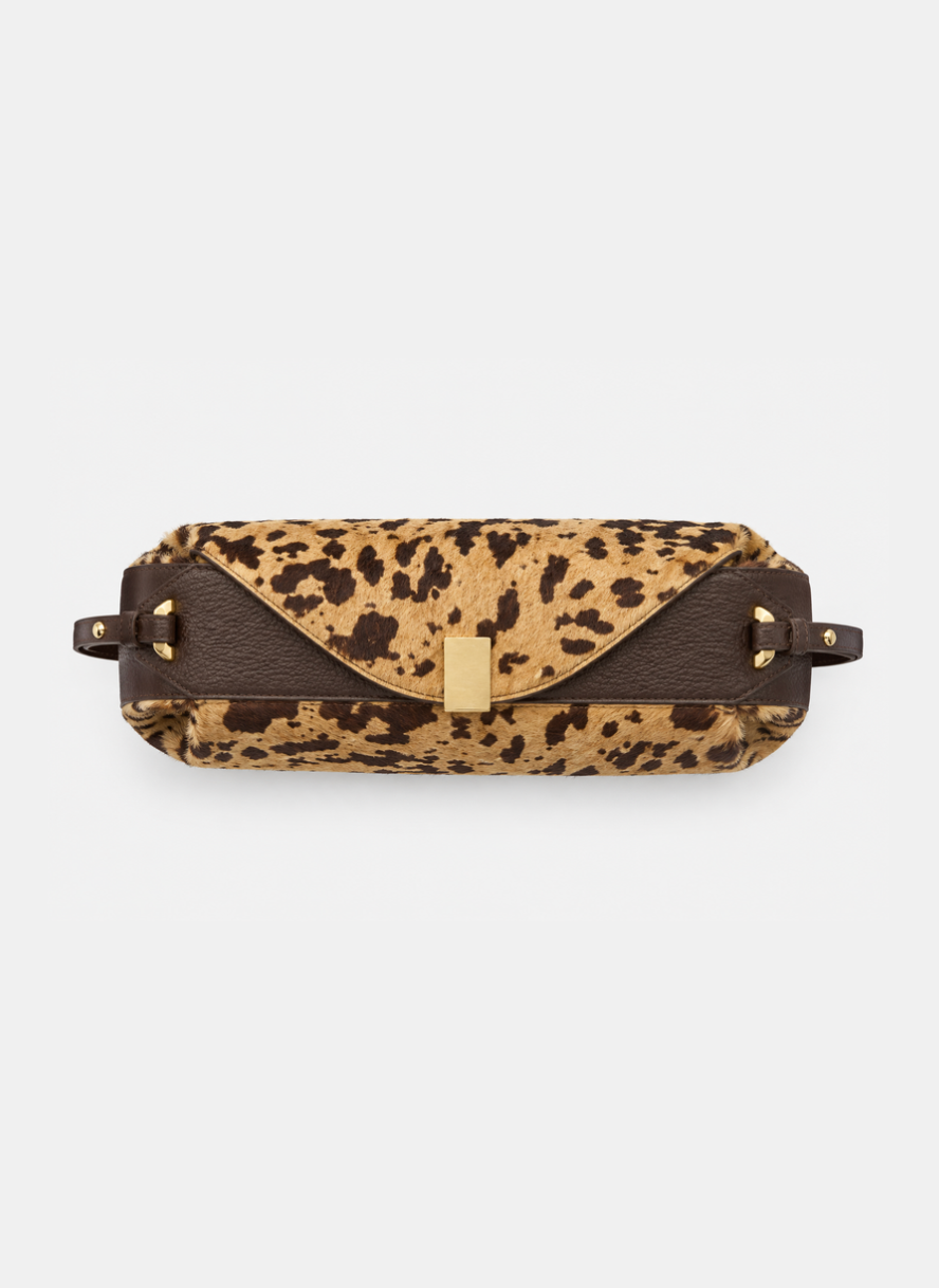 yuzefi Oyster Clutch shoulder Bag in Leopard Hair Calf