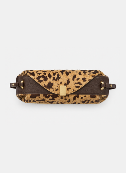 yuzefi Oyster Clutch shoulder Bag in Leopard Hair Calf