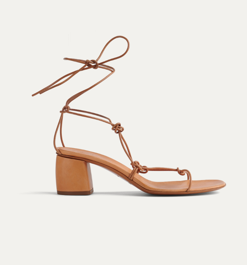 Other stories leather strappy sales heeled sandals in cognac
